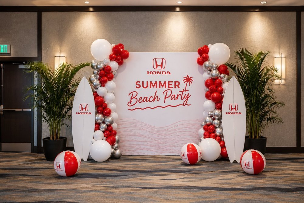 Honda Summer Beach Party balloon installation brand activation Partyology Inc